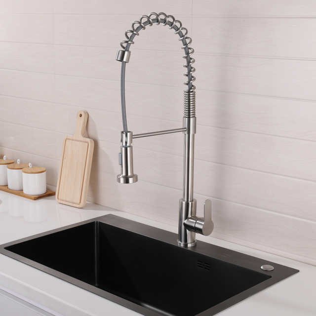 304 الفولاذ المقاوم للصدأ النحاس روز الذهب الربيع سحب صنبور خلاط المطبخ