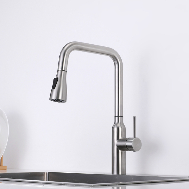 الحديث 304 الفولاذ المقاوم للصدأ ارتفع الذهب اللمس الاستشعار سحب أسفل صنبور حوض المطبخ