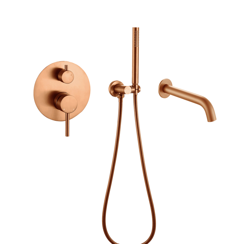 طقم دش مخفي من الفولاذ المقاوم للصدأ 304 باللون الذهبي الوردي