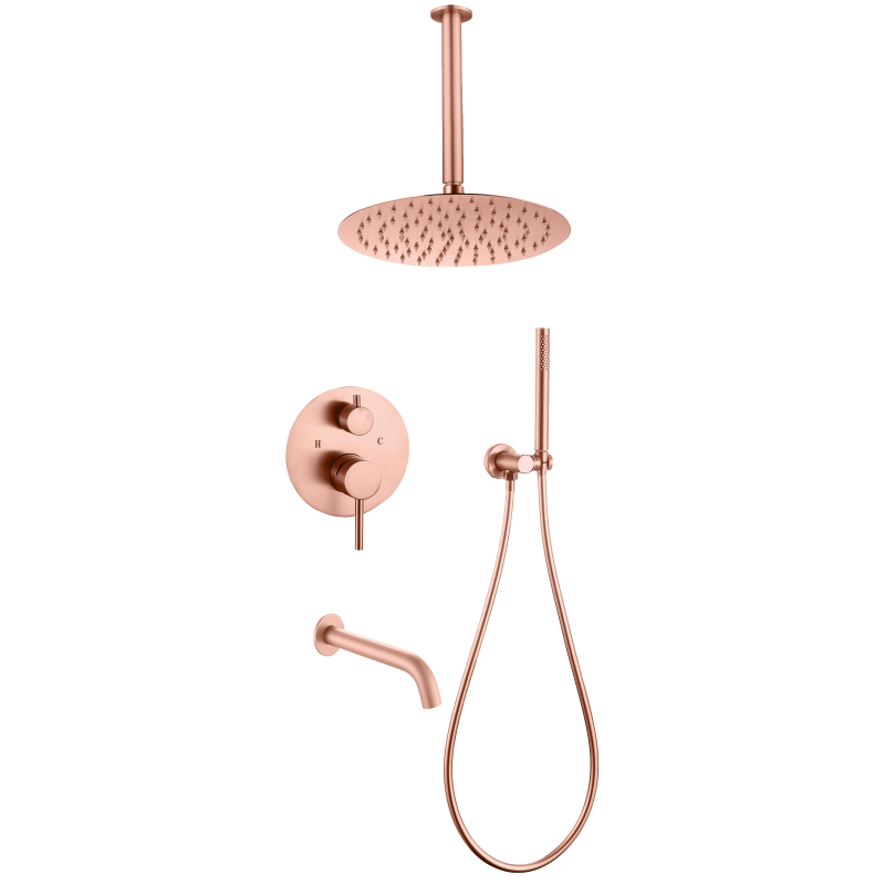 طقم دش مخفي من الفولاذ المقاوم للصدأ 304 من النحاس الحامض والذهبي الوردي