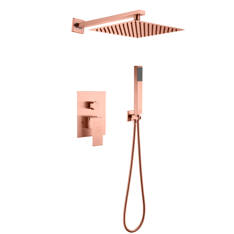 طقم دش مخفي من الفولاذ المقاوم للصدأ 304 من النحاس الحامض والذهبي الوردي