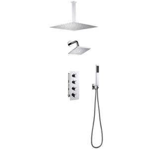 مجموعة خلاط دش ثرموستاتي مخفي بثلاث وظائف للحمام الحديث من الكروم