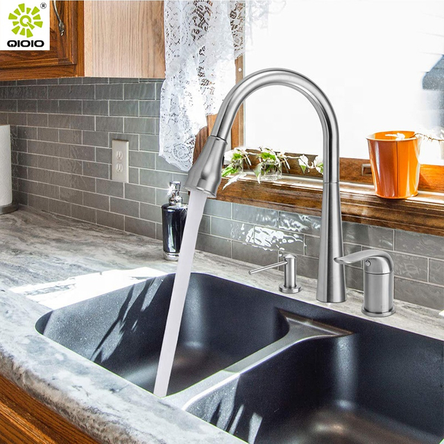 304 الفولاذ المقاوم للصدأ اثنين من الثقوب منفصلة مقبض سحب بالوعة المطبخ صنبور