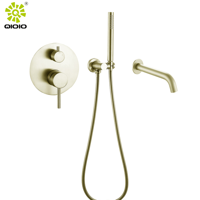 مجموعة صنبور الدش المخفية 304 من الفولاذ المقاوم للصدأ المصقول الفضي المثبت على الحائط خلاط دش الحمام الساخن والبارد