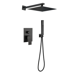 304 الفولاذ المقاوم للصدأ بندقية الأسود مربع Ycصنبور خلاط الساخن البارد في الحائط المطر أخفى الحمام دش مجموعة 