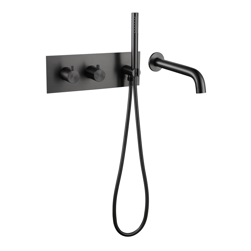 304 مسدس من الفولاذ المقاوم للصدأ طقم دش مخفي باللون الأسود