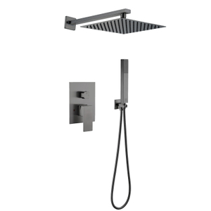 304 مسدس من الفولاذ المقاوم للصدأ، خلاط رمادي مربع ساخن وبارد في مجموعة دش حمام مخفية مثبتة على الحائط 