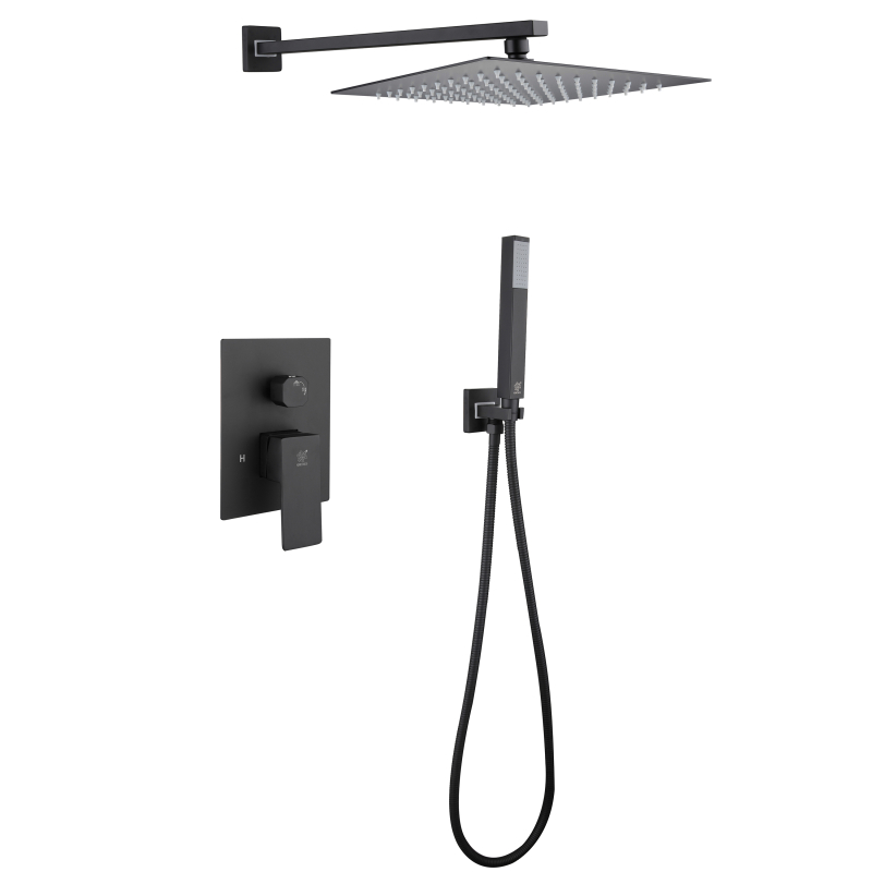 طقم دش مخفي باللون الأسود غير اللامع من الفولاذ المقاوم للصدأ 304