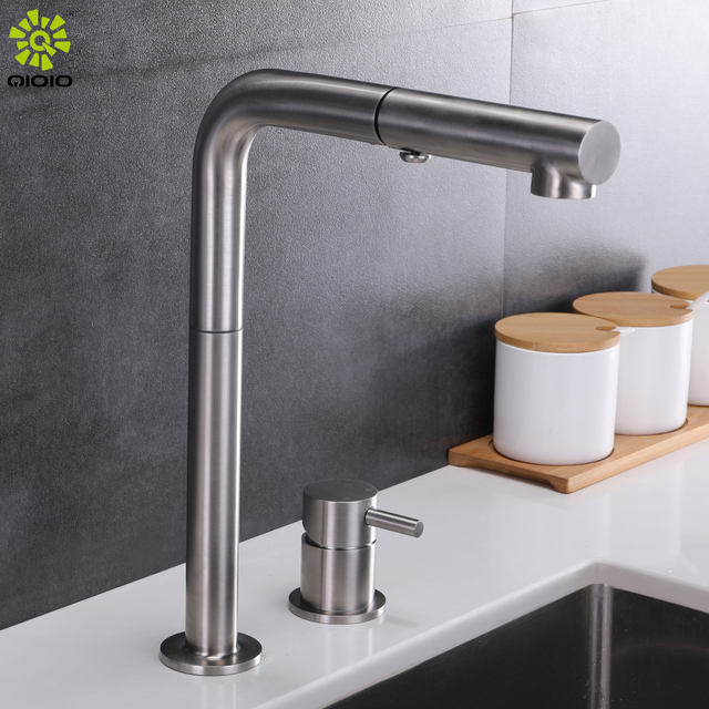 304 الفولاذ المقاوم للصدأ سحب صنبور المطبخ الساخن والبارد