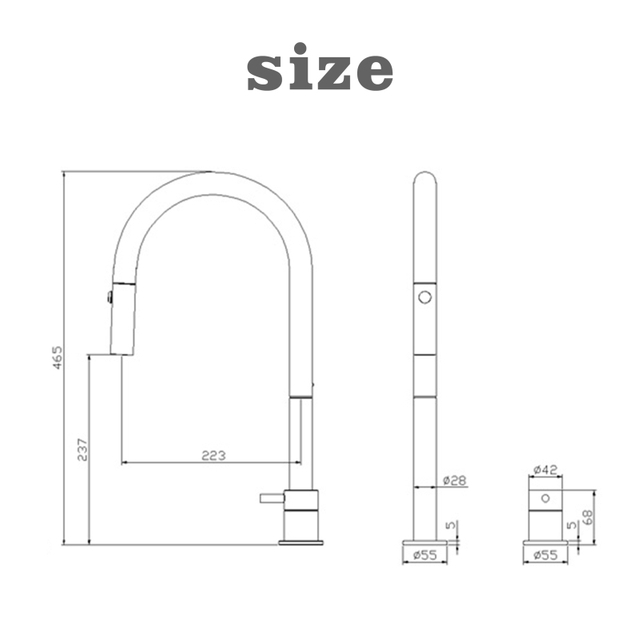 304 الفولاذ المقاوم للصدأ ارتفع الذهب مقبض منفصل سحب الحنفيات بالوعة المطبخ