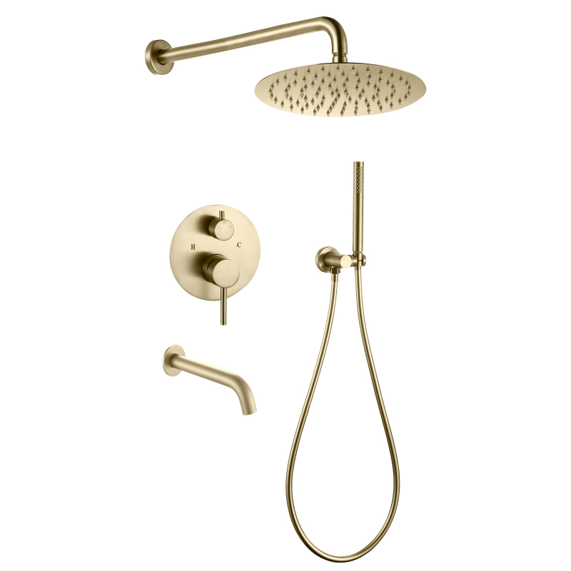 مجموعة دش مخفية من الفولاذ المقاوم للصدأ 304 باللون الذهبي المصقول