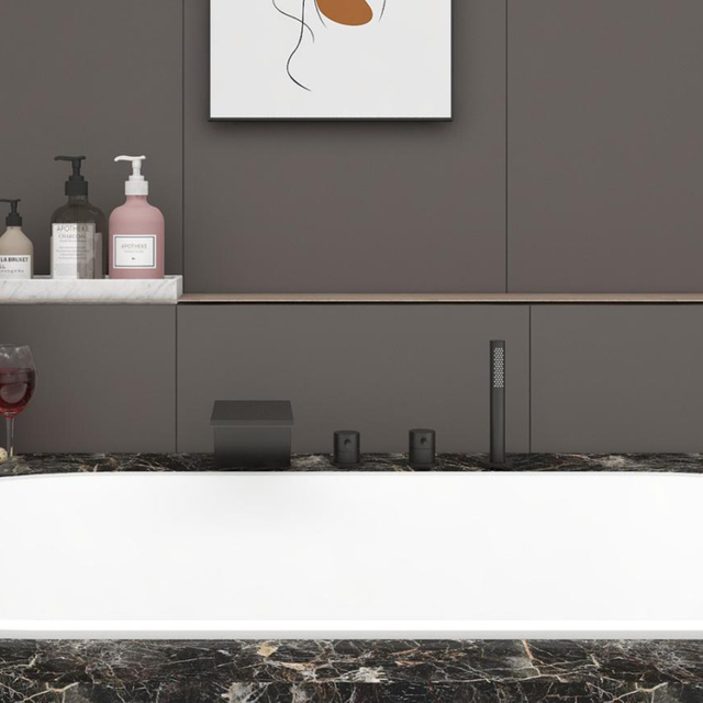 2 التعامل مع سطح جبل صنبور شلال حوض الاستحمام مع دش اليد