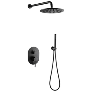 مجموعة خلاط دش الحمام الأسود المخفي 304 من الفولاذ المقاوم للصدأ المثبت على الحائط 