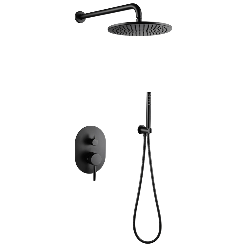 304 مسدس من الفولاذ المقاوم للصدأ طقم دش مخفي باللون الأسود