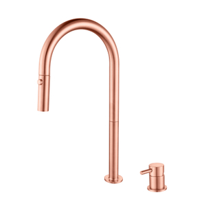 304 الفولاذ المقاوم للصدأ النحاس ارتفع الذهب مقبض منفصل هدم الحنفيات بالوعة المطبخ