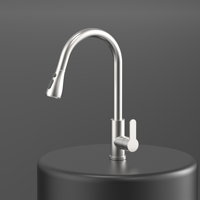 CUPC جودة عالية الحديثة 304 الفولاذ المقاوم للصدأ النحاس ارتفع الذهب ثقب واحد سحب خلاط مطبخ صنبور