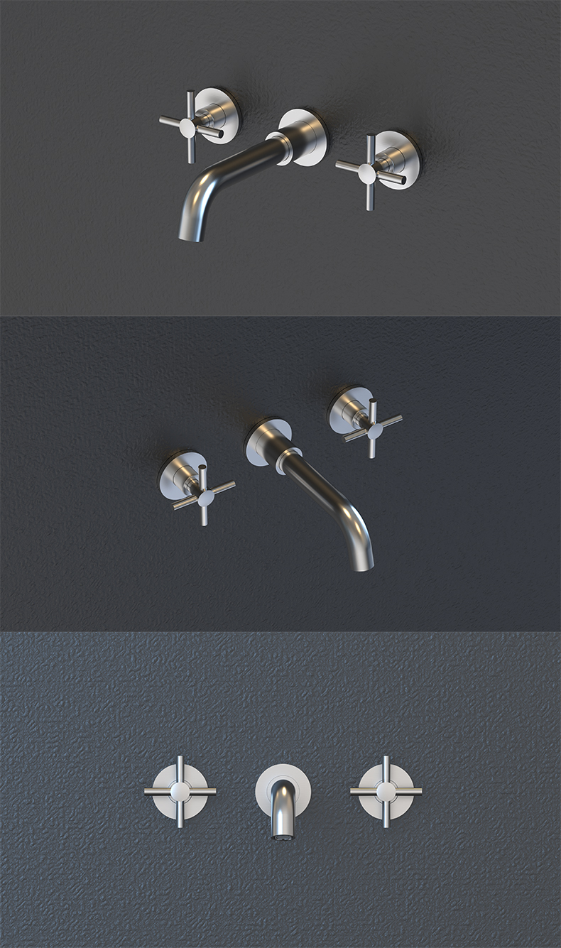 صنبور مثبت على الحائط لحوض الحمام بمقبض مزدوج 