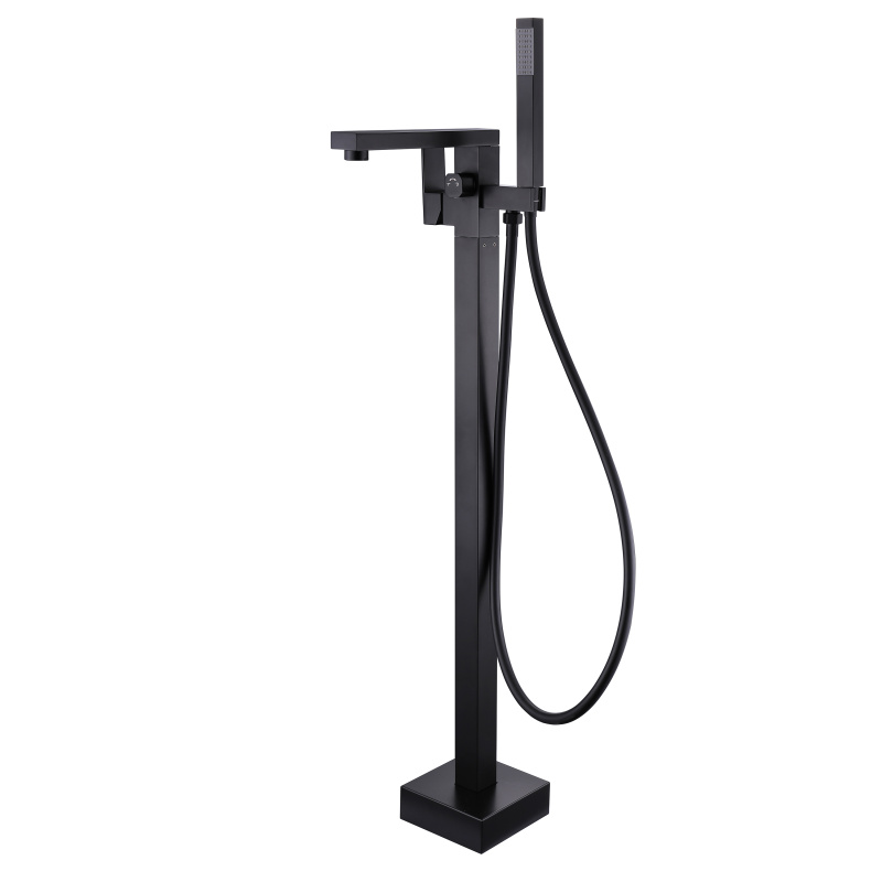 صنبور حوض استحمام مصنوع من الفولاذ المقاوم للصدأ مربع باللون الأسود غير اللامع