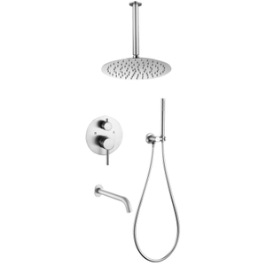 طقم دش رأس مخفي للحمام مثبت على الحائط من الكروم