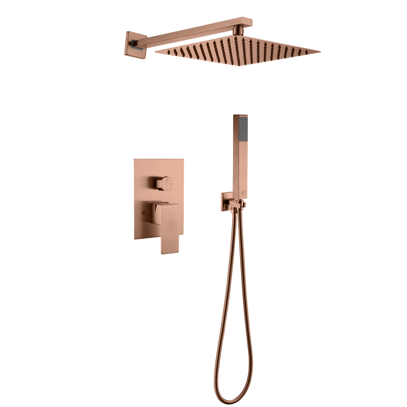 طقم دش مخفي من الفولاذ المقاوم للصدأ 304 باللون الذهبي الوردي