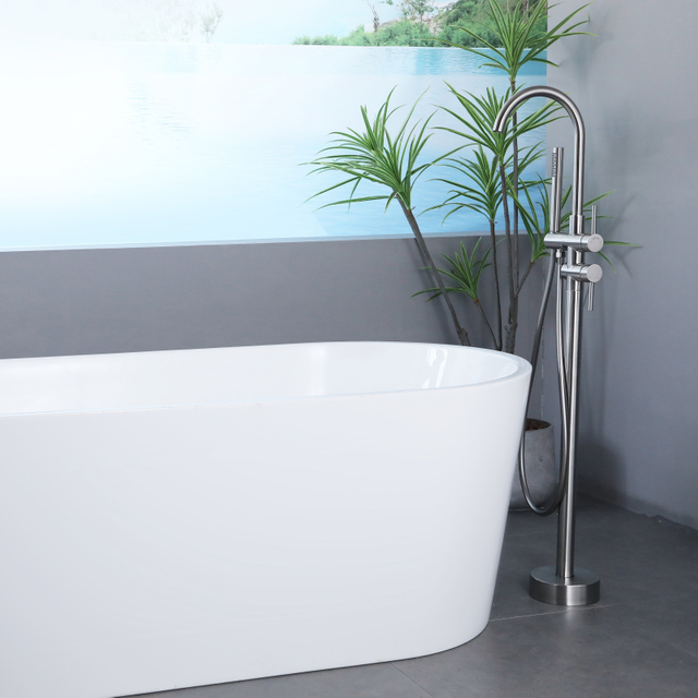 CUPC جودة عالية 304 زهرة من الستانليس ستيل الذهب الساخن والبارد مختلط متعدد الوظائف أرضية الحمام دش قائم بذاته صنبور حوض استحمام