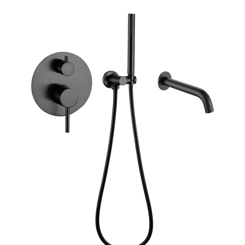 304 مسدس من الفولاذ المقاوم للصدأ طقم دش مخفي باللون الأسود