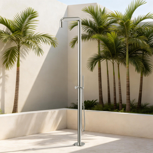 طقم دش خارجي مزدوج الوظائف المحمولة باليد من الفولاذ المقاوم للصدأ 316L لفنادق الفيلات