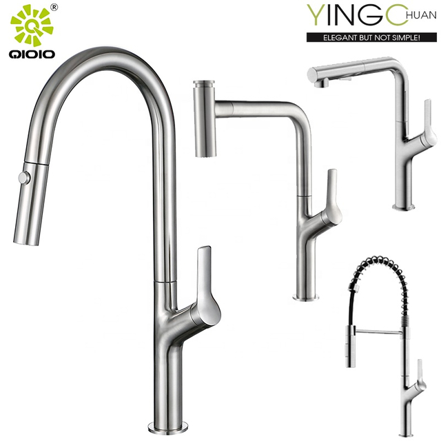 304 الفولاذ المقاوم للصدأ صب نحى ثقب واحد سحب صنبور بالوعة المطبخ