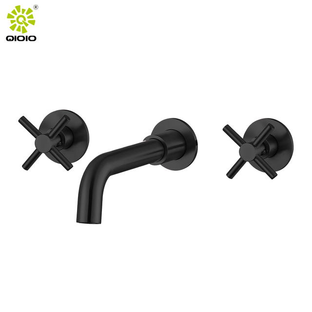 304 الفولاذ المقاوم للصدأ جودة عالية مقابض مزدوجة الحائط خلاط حوض أخفى صنبور