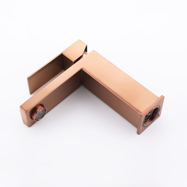 صنبور حوض حمام بمقبض واحد من النحاس والفولاذ المقاوم للصدأ 304 عالي الجودة ومعتمد من CUPC باللون الذهبي الوردي