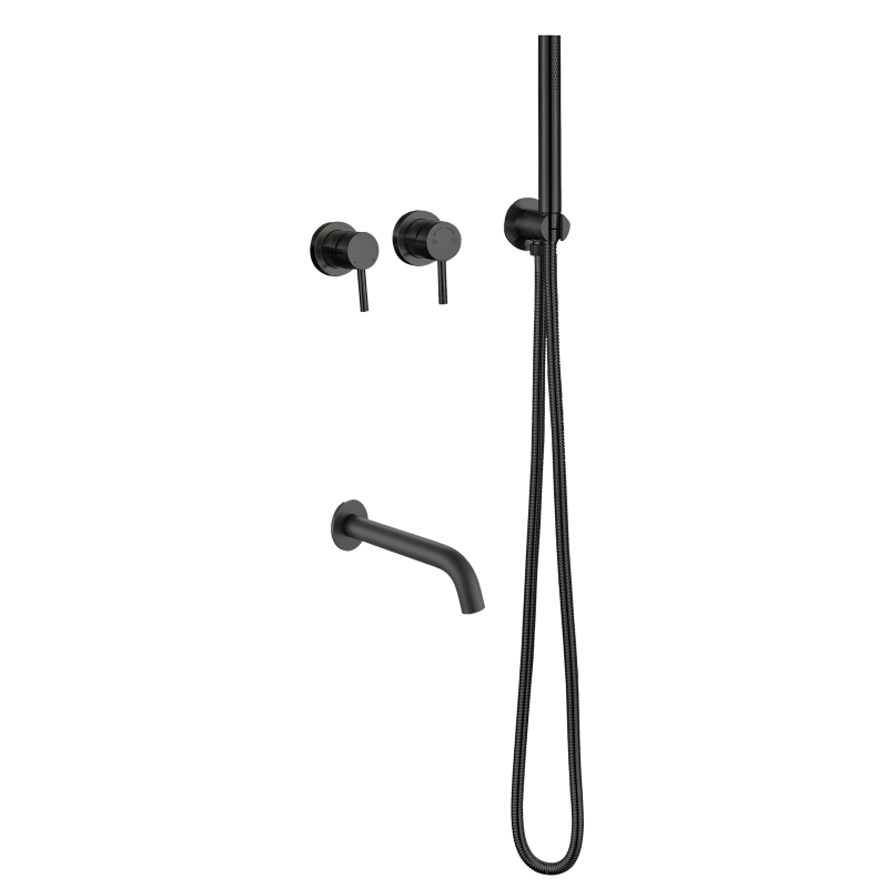 304 مسدس من الفولاذ المقاوم للصدأ طقم دش مخفي باللون الأسود