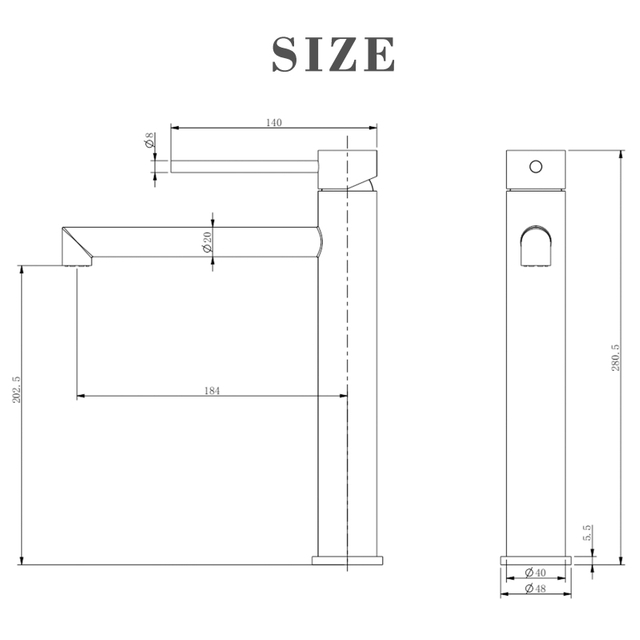 304 مسدس من الفولاذ المقاوم للصدأ باللون الرمادي بمقبض واحد لصنابير حوض الحمام