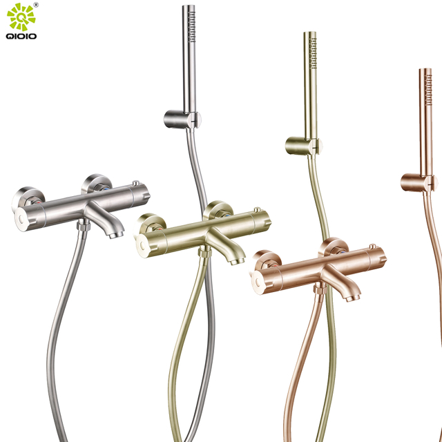 304 الفولاذ المقاوم للصدأ التحكم في درجة الحرارة يتعرض 2-وظائف حوض الاستحمام خلاط دش ثرموستاتي