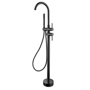 CUPC جودة عالية 304 الفولاذ المقاوم للصدأ بندقية الأسود الساخن والبارد مختلط متعدد الوظائف أرضية الحمام دش قائم بذاته صنبور حوض استحمام