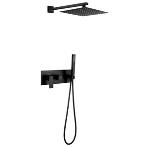 مجموعة صنبور الدش المخفي للحمام باللون الأسود من الفولاذ المقاوم للصدأ 304 والتي تُثبت على الحائط