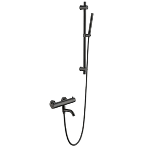 304 مسدس من الفولاذ المقاوم للصدأ للحمام الأسود مجموعة دش محمولة باليد ثرموستاتي بوظيفتين