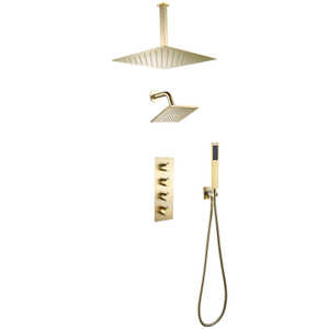 الحمام الذهبي المصقول الحديث 3-وظيفة مجموعة خلاط دش ثرموستاتي مخفي