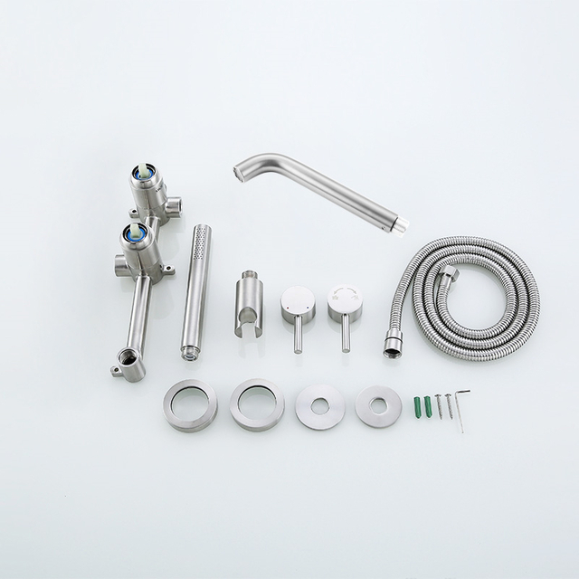 شنت الجدار النيكل المصقول 304 دش الحمام الفولاذ المقاوم للصدأ ومجموعات صنبور الحوض