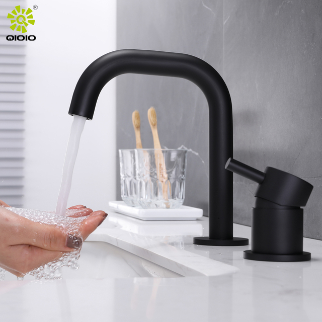 304 الفولاذ المقاوم للصدأ مات الأسود الساخن والبارد اثنين من الثقوب الحمام حوض صنبور