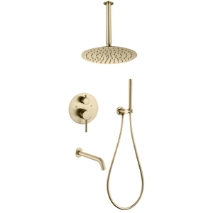 مجموعة دش رأس مخفية للحمام مثبتة على الحائط باللون الذهبي المصقول