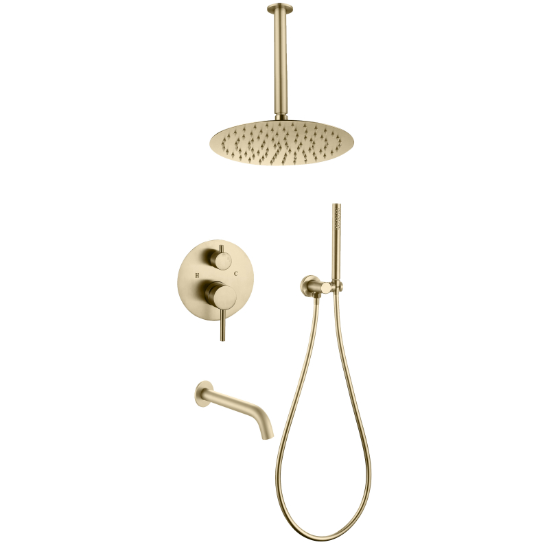 مجموعة دش مخفية من الفولاذ المقاوم للصدأ 304 باللون الذهبي المصقول