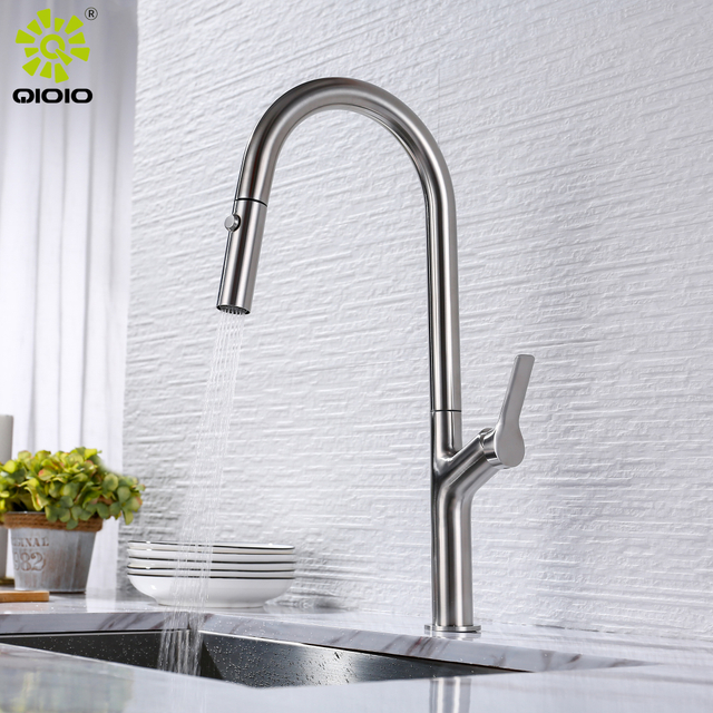 CUPC أخبار عالية الجودة المهنية مصنع 304 الفولاذ المقاوم للصدأ صب نحى ثقب واحد سحب أسفل صنبور حوض المطبخ